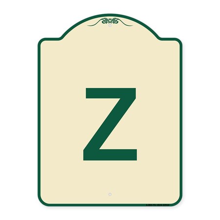 Signmission Designer Series Sign W/ Letter Z, Tan & Green Heavy-Gauge Aluminum Sign, 24" x 18", TG-1824-22914 A-DES-TG-1824-22914